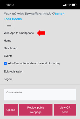 Web app menu location